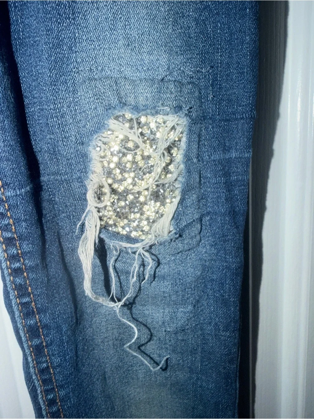 Justice Girls Size 12 Slim Rhinestone Distressed Pull-On Jeggings